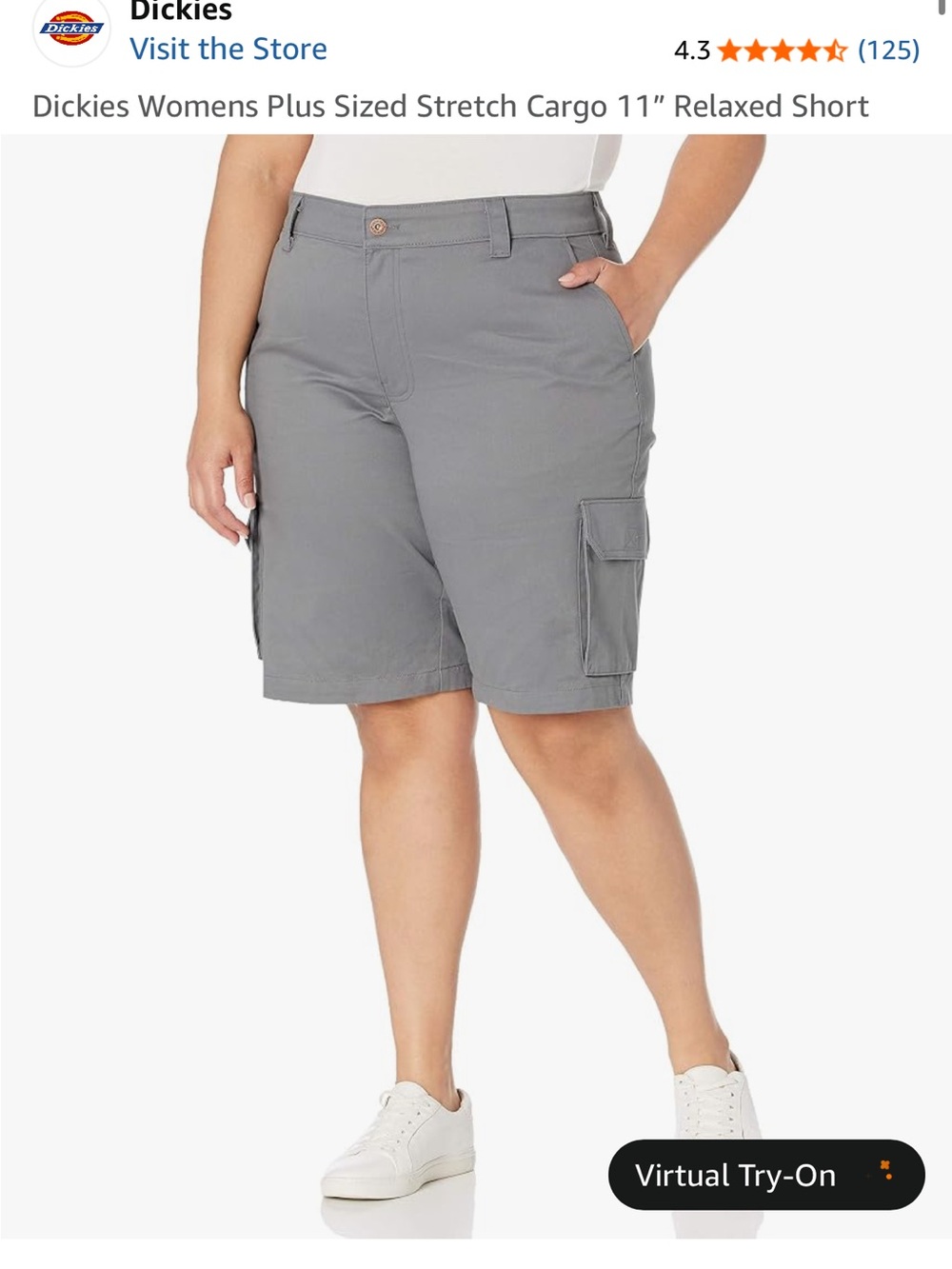 Dickies Women’s Gray Plus-Size Stretch Cargo Shorts
